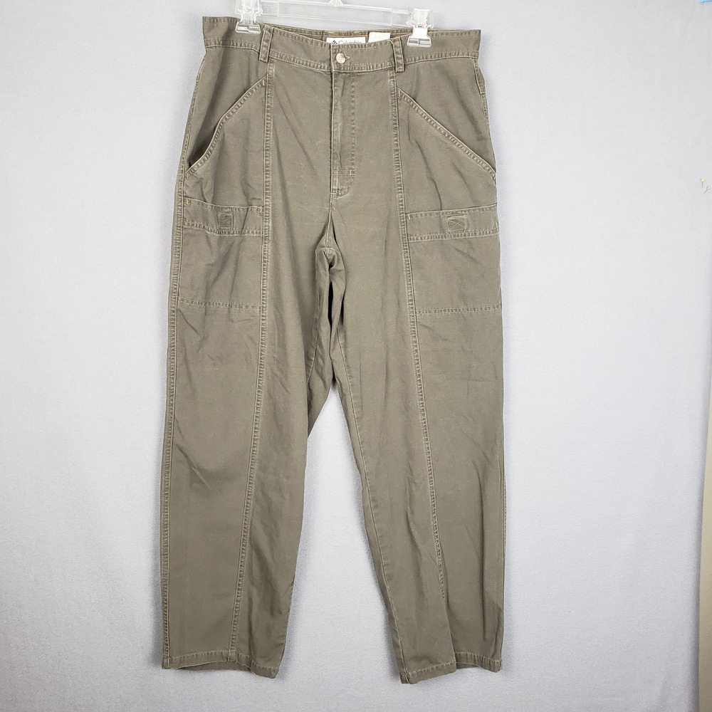 Columbia Women's Size 16R Big Pocket Chino Pants Taupe Green Brown Granola Girl